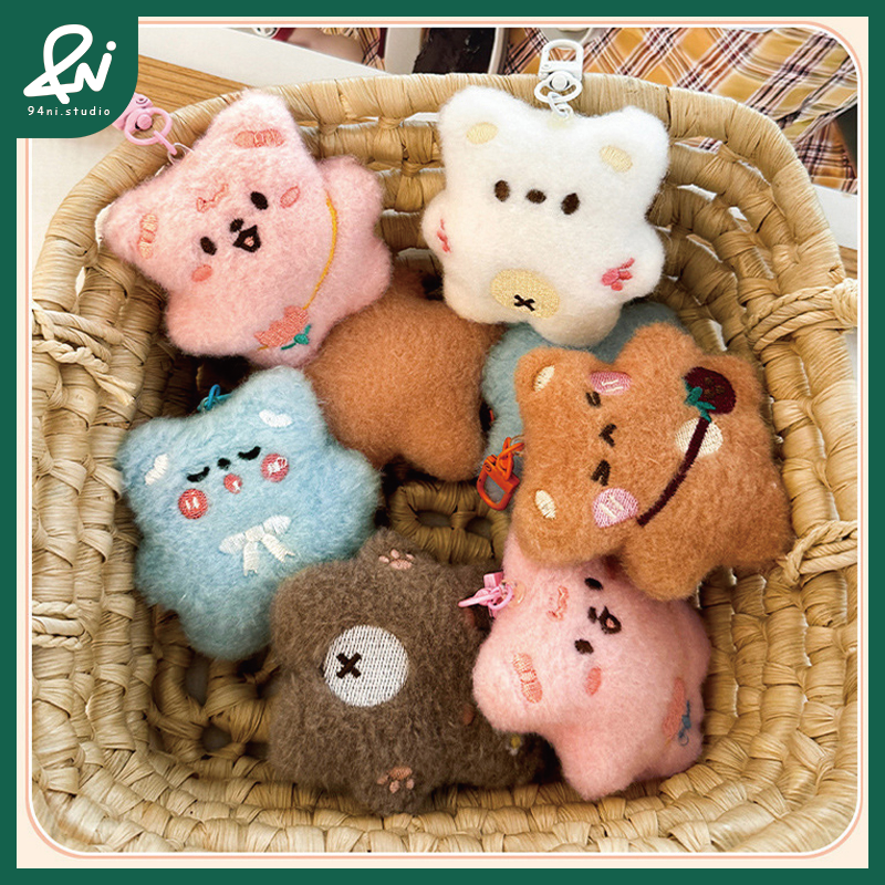 『台灣現貨』可愛毛絨小熊掛件 少女心爆棚 吱吱叫鑰匙扣 玩偶吊飾 療癒小禮品 多色【94ni.studio】-細節圖8