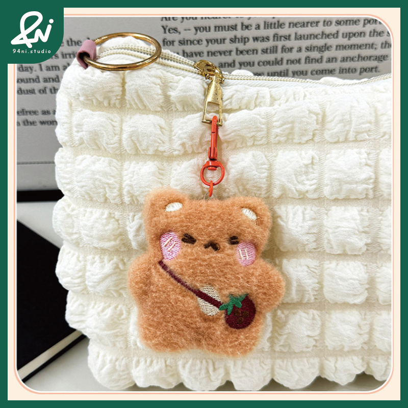 『台灣現貨』可愛毛絨小熊掛件 少女心爆棚 吱吱叫鑰匙扣 玩偶吊飾 療癒小禮品 多色【94ni.studio】-細節圖10