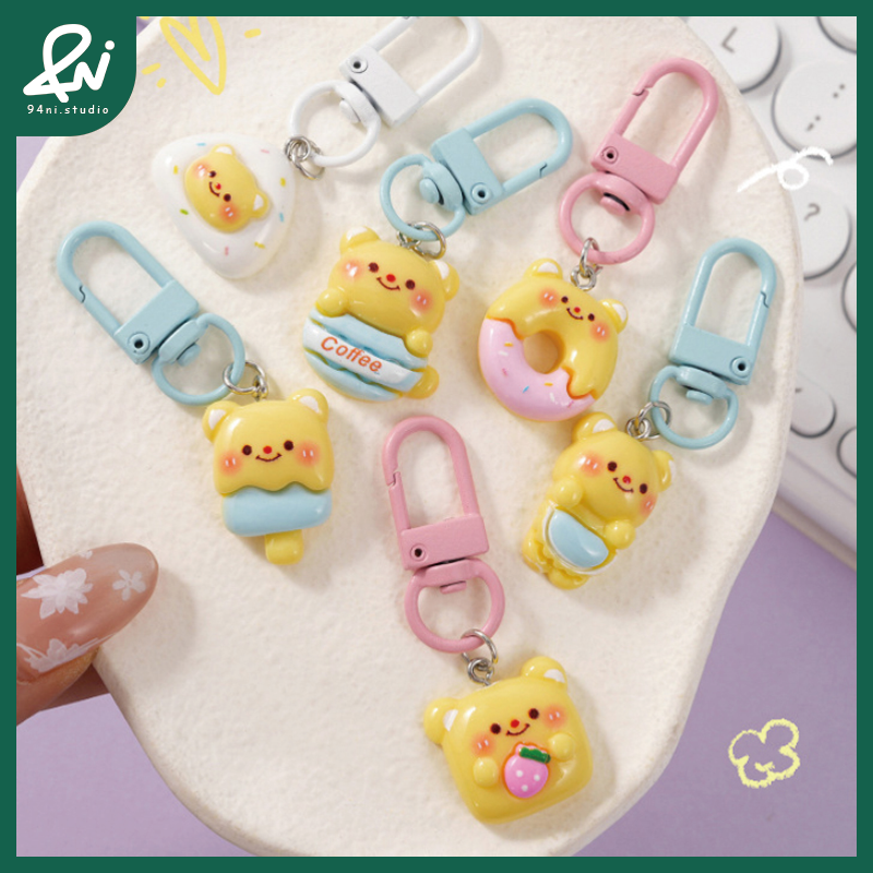『台灣現貨』奶油小熊鑰匙扣 少女心必備 可愛卡通掛飾 學生背包掛件 掛墜裝飾【94ni.studio】-細節圖4