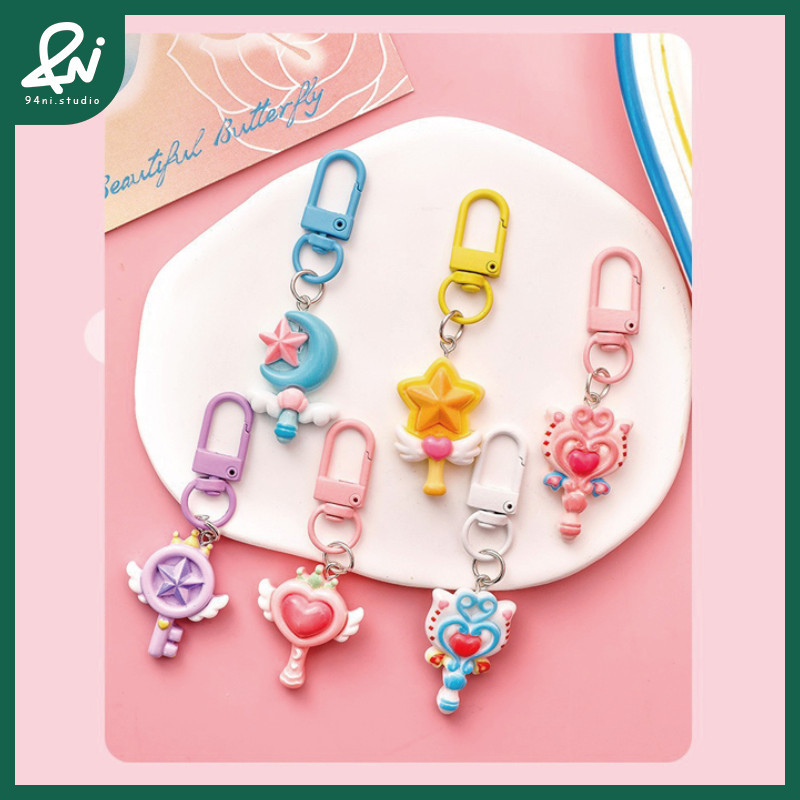 『台灣現貨』夢幻少女心 可愛魔法棒鑰匙扣 卡通包包掛飾 禮物掛件 樹脂吊飾 鑰匙圈【94ni.studio】-細節圖6
