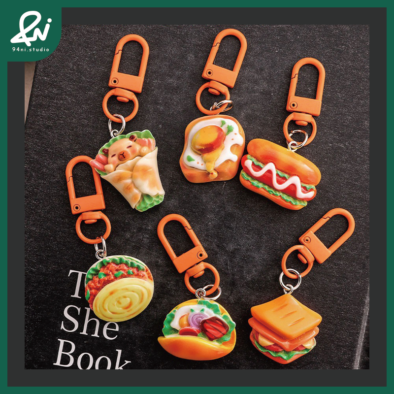 『台灣現貨』仿真可愛食玩 小麵包掛件 點心鑰匙扣 卡通造型飾品 包包掛飾 學生玩具【94ni.studio】-細節圖2