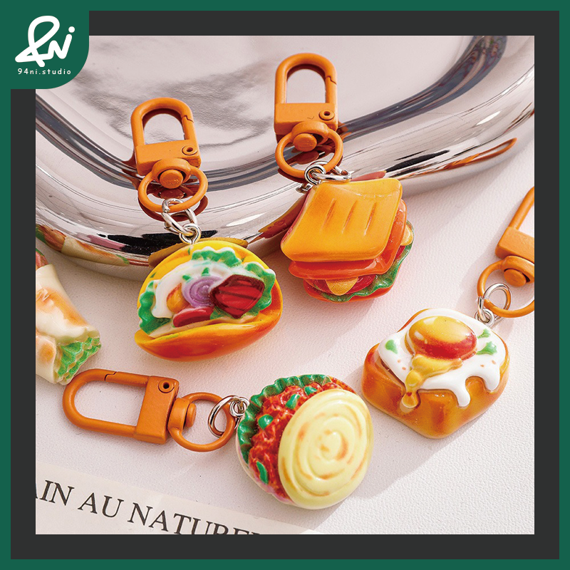 『台灣現貨』仿真可愛食玩 小麵包掛件 點心鑰匙扣 卡通造型飾品 包包掛飾 學生玩具【94ni.studio】-細節圖3