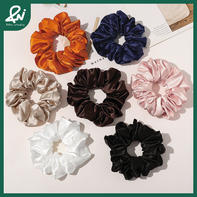 『台灣現貨』14cm緞面色丁大腸髮圈｜高質感絲滑布藝髮圈｜優雅氣質頭飾【94ni.studio】-細節圖3