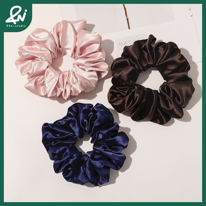 『台灣現貨』14cm緞面色丁大腸髮圈｜高質感絲滑布藝髮圈｜優雅氣質頭飾【94ni.studio】-細節圖5