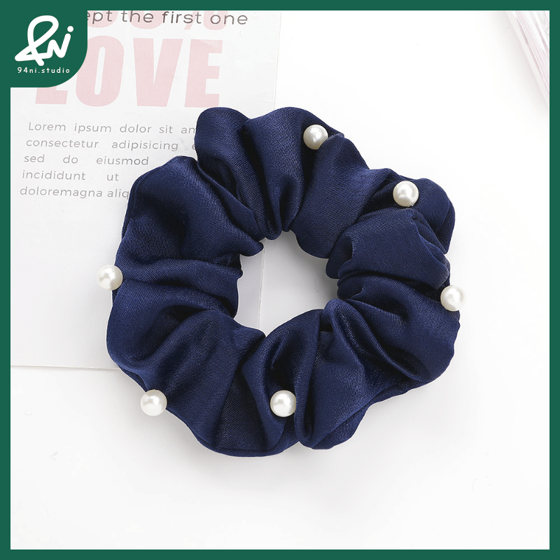 『台灣現貨』12cm韓版珍珠大腸髮圈｜氣質簡約髮飾｜馬尾必備布藝髮繩【94ni.studio】-細節圖9