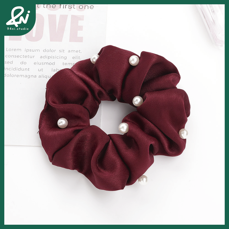 『台灣現貨』12cm韓版珍珠大腸髮圈｜氣質簡約髮飾｜馬尾必備布藝髮繩【94ni.studio】-規格圖11