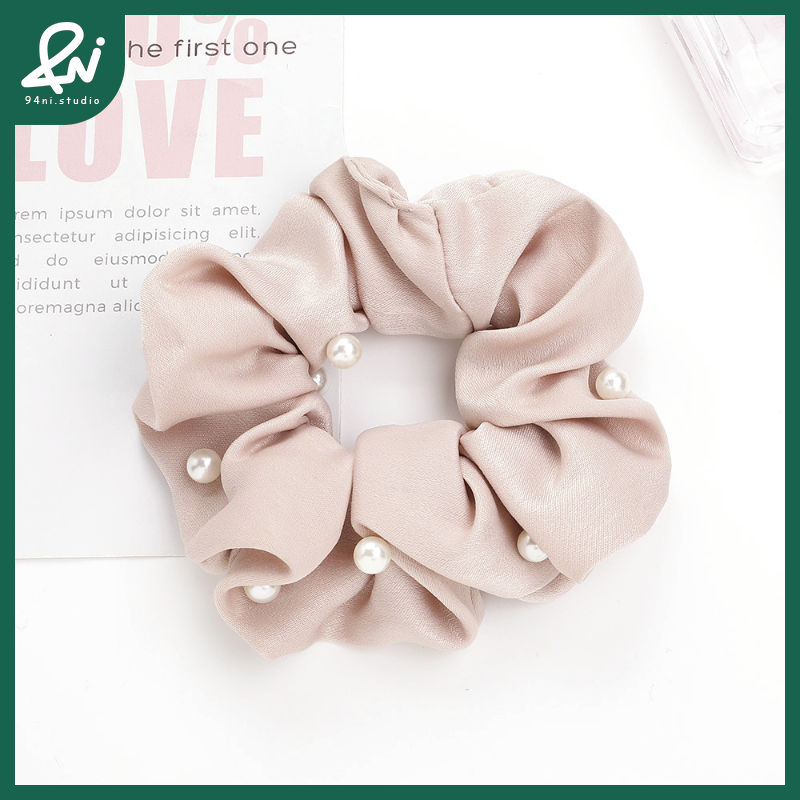 『台灣現貨』12cm韓版珍珠大腸髮圈｜氣質簡約髮飾｜馬尾必備布藝髮繩【94ni.studio】-規格圖11