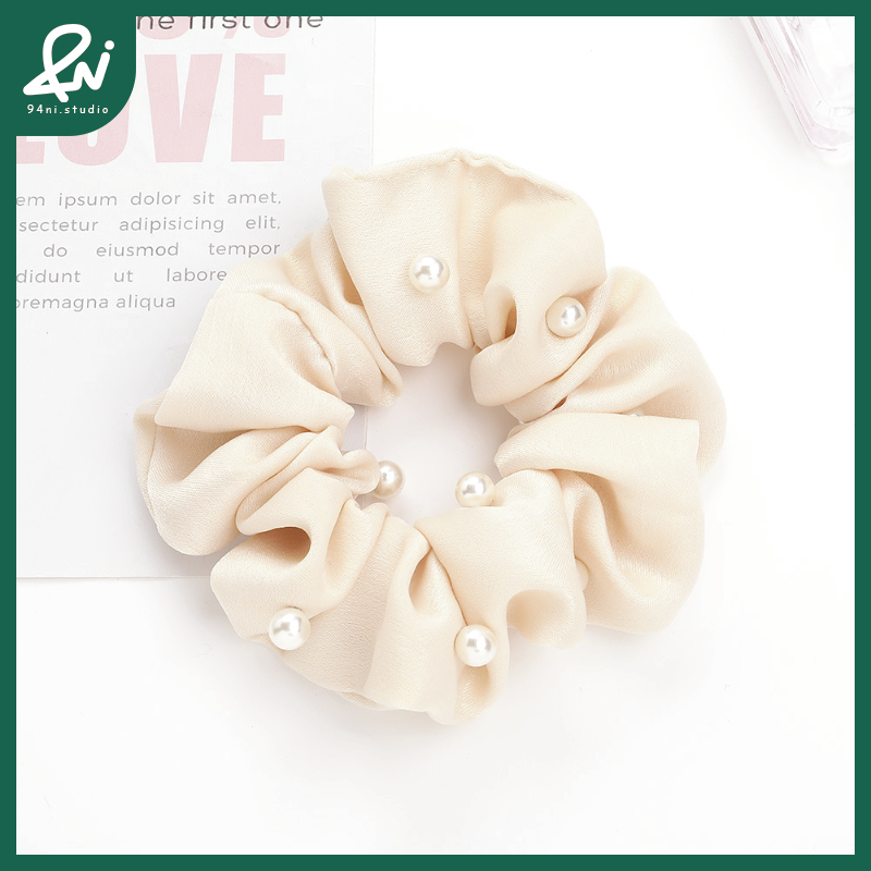 『台灣現貨』12cm韓版珍珠大腸髮圈｜氣質簡約髮飾｜馬尾必備布藝髮繩【94ni.studio】-規格圖11