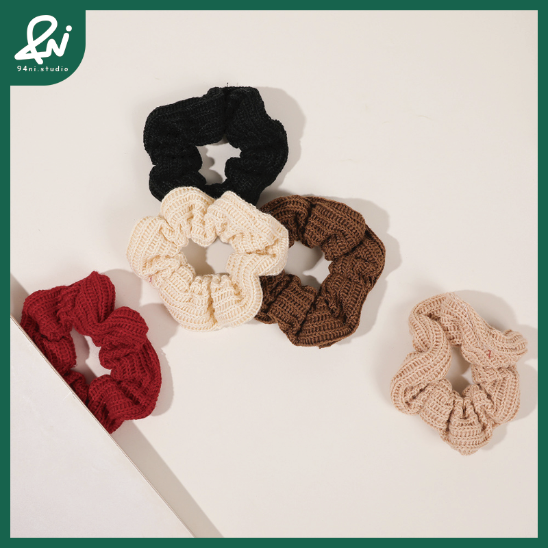 『台灣現貨』10.5cm針織大腸髮圈｜ins風紮髮髮飾｜氣質編織大腸圈【94ni.studio】-細節圖3