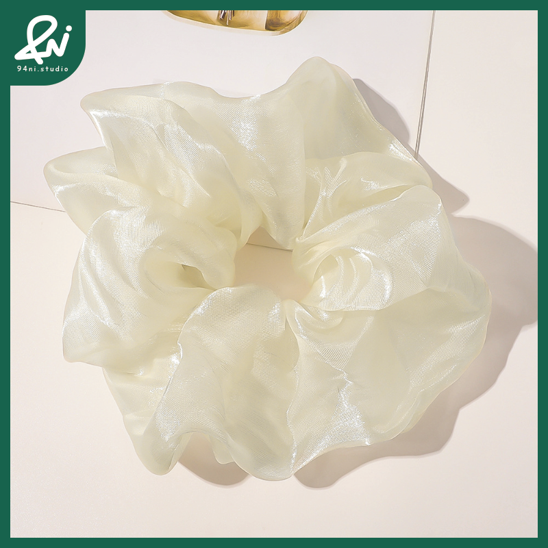 『台灣現貨』20cm 亮絲紗超大腸髮圈｜高級感簡約紮頭髮頭繩｜氣質百搭髮飾頭花｜閃耀細膩光澤【94ni.studio】-細節圖9