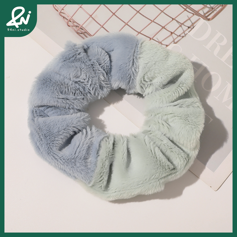 100仿兔毛拼色淺綠藍