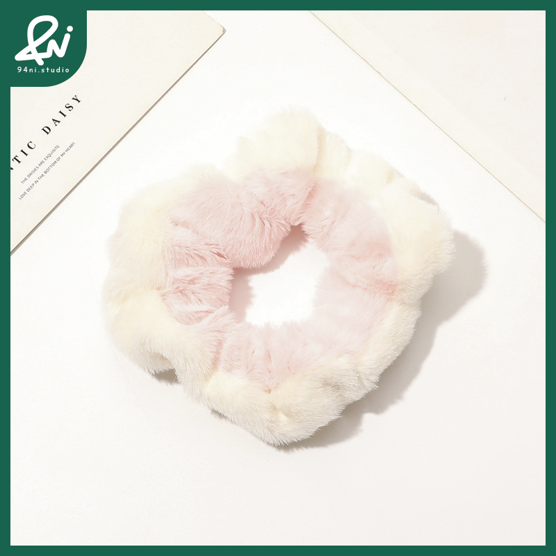 100仿兔毛雙色米色+粉色