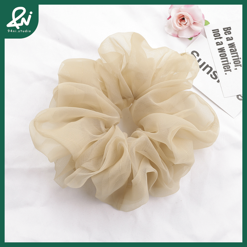 『台灣現貨』20cm 歐根紗超大腸髮圈｜高級感紮頭髮頭繩｜簡約百搭氣質髮飾頭花｜輕薄透明感材質【94ni.studio】-細節圖10