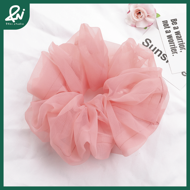 『台灣現貨』20cm 歐根紗超大腸髮圈｜高級感紮頭髮頭繩｜簡約百搭氣質髮飾頭花｜輕薄透明感材質【94ni.studio】-規格圖11