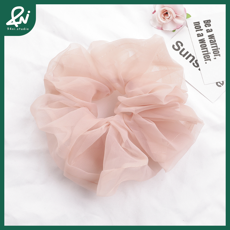 『台灣現貨』20cm 歐根紗超大腸髮圈｜高級感紮頭髮頭繩｜簡約百搭氣質髮飾頭花｜輕薄透明感材質【94ni.studio】-規格圖11