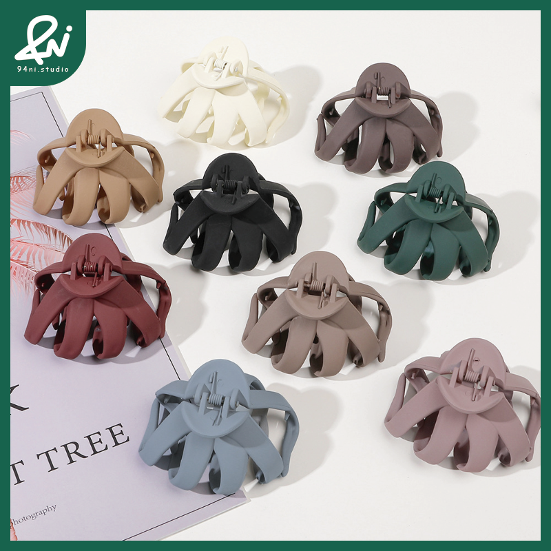 『台灣現貨』7cm 磨砂八爪鯊魚夾｜馬卡龍色系｜莫蘭迪色系｜簡約不規則幾何抓夾｜ins風髮夾【94ni.studio】-細節圖5