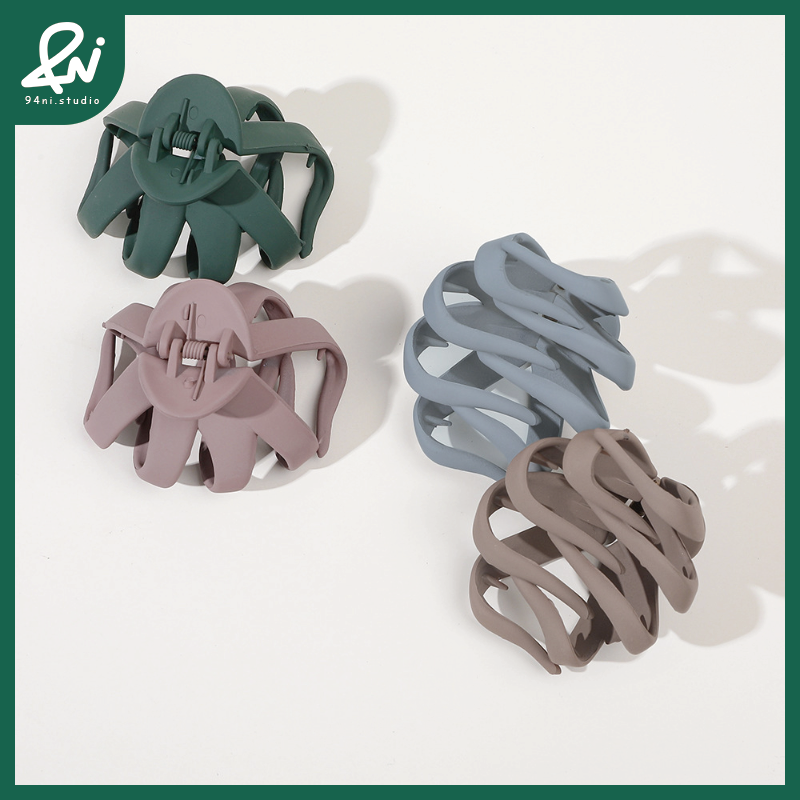 『台灣現貨』7cm 磨砂八爪鯊魚夾｜馬卡龍色系｜莫蘭迪色系｜簡約不規則幾何抓夾｜ins風髮夾【94ni.studio】-細節圖6