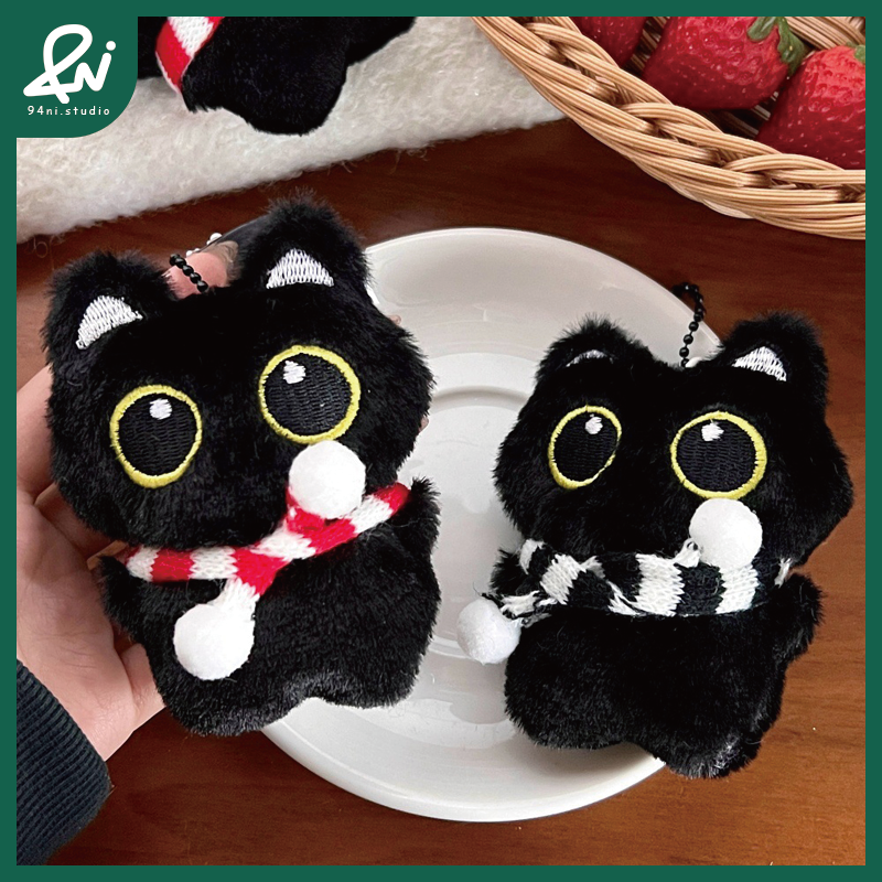 『台灣現貨』小黑貓毛絨鑰匙扣｜小黑貓來報到！ 可愛吱吱叫掛件 少女心背包掛飾吊墜 鑰匙扣掛墜【94ni.studio】-細節圖4