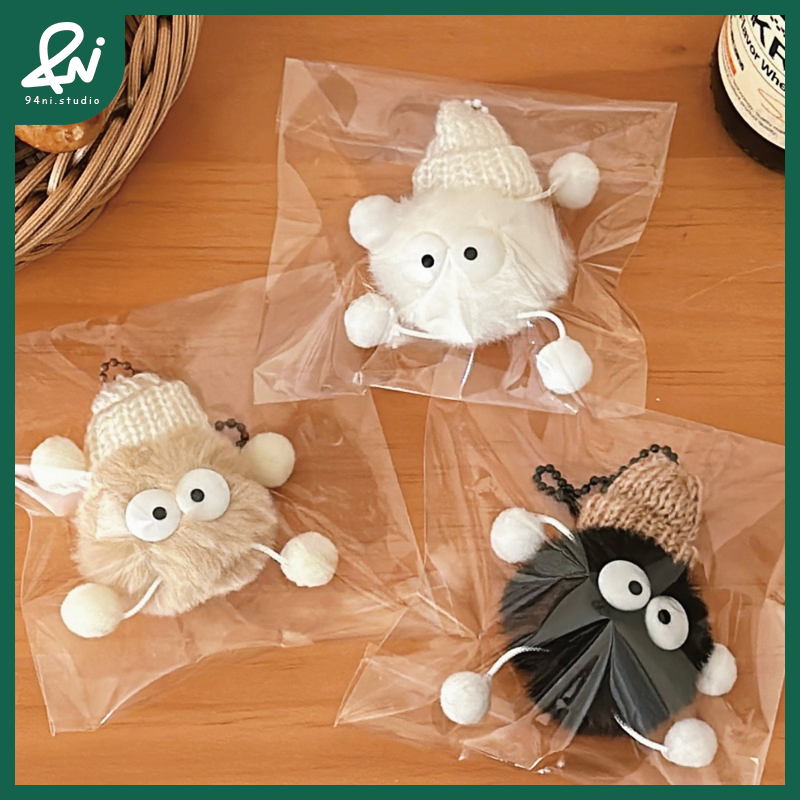 『台灣現貨』呆萌小煤球吊飾｜誰說煤球不能超萌 毛絨鑰匙扣 高顏值少女掛件 可愛玩偶掛飾 鑰匙扣【94ni.studio】-細節圖3