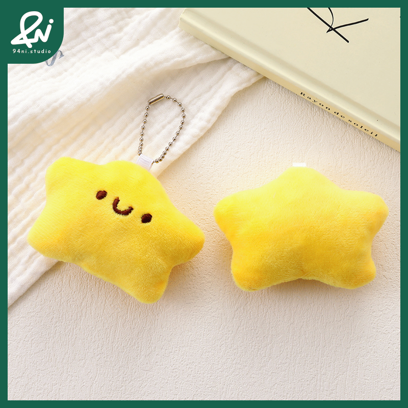 『台灣現貨』微笑星星公仔吊飾｜吱吱叫毛絨玩偶鑰匙扣｜少女心背包掛飾配件｜星星也會笑啦！【94ni.studio】-細節圖2