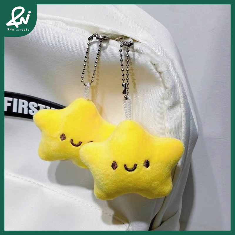 『台灣現貨』微笑星星公仔吊飾｜吱吱叫毛絨玩偶鑰匙扣｜少女心背包掛飾配件｜星星也會笑啦！【94ni.studio】-細節圖3