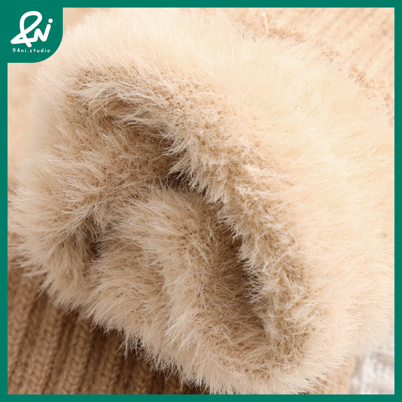 『台灣現貨』針織仿貂毛半指手套 保暖防寒 觸屏靈活 冬季必備 純色 長款 多色 半指手套【94ni.studio】-細節圖10