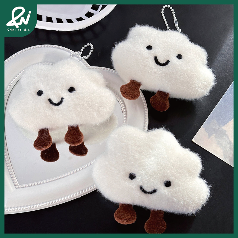 『台灣現貨』可愛雲朵玩偶吊飾｜少女心鑰匙扣｜百搭掛件｜包包掛飾｜軟糯糯的觸感與小巧精緻設計【94ni.studio】-細節圖5