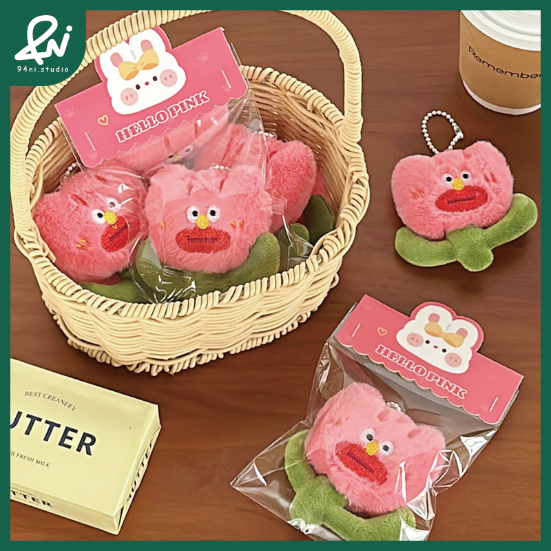 『台灣現貨』醜醜花毛絨鑰匙扣｜長得醜，但超可愛？ 反差萌可愛花朵掛件｜少女背包吊飾掛墜【94ni.studio】-細節圖2