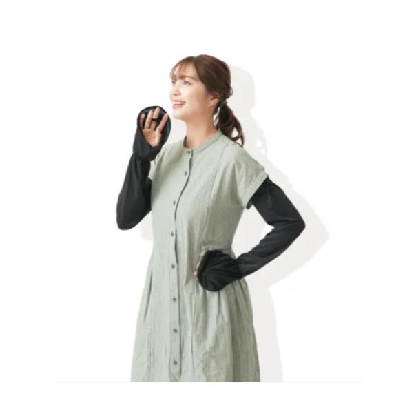 【168JAPAN】日本代購 UV CUT 夏日涼感 防曬 半包覆式 60cm UPF50+ 可露指 冷感 防曬袖套-細節圖2