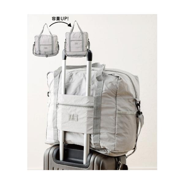 【168JAPAN】日本代購 3COINS 行李擴充包 旅行袋 行李箱固定 收納摺疊 手提袋 手提 肩背帶 底層加寬-細節圖3