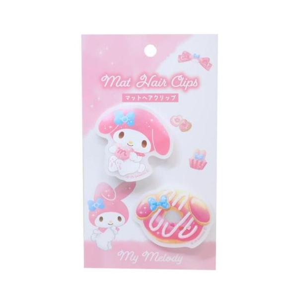 【168JAPAN】日本代購 Sanrio 三麗鷗 動物紋 甜點系列 霧面髮夾 2入裝 壓克力 髮夾 小鐵夾-細節圖5