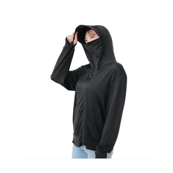 【168JAPAN】日本代購 UV CUT 接觸冷感 遮蓋臉部 帶帽簷 防曬衣 連帽外套 防曬外套 拉鍊式-細節圖3