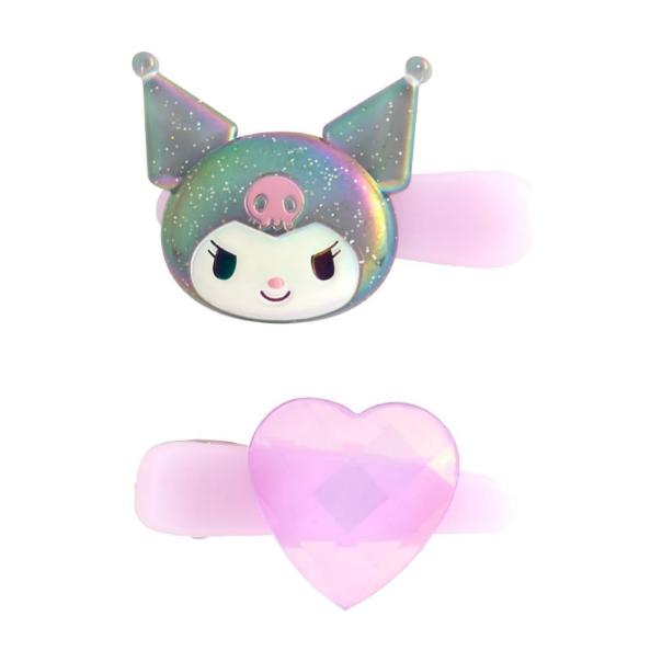 【168JAPAN】日本代購Sanrio 三麗鷗 2入裝 迷你愛心 亮晶晶愛心髮夾 珠光 亮粉 小髮夾 塑膠髮夾-細節圖2