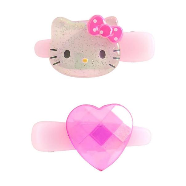 【168JAPAN】日本代購Sanrio 三麗鷗 2入裝 迷你愛心 亮晶晶愛心髮夾 珠光 亮粉 小髮夾 塑膠髮夾-細節圖4