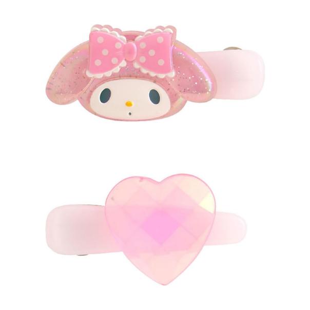 【168JAPAN】日本代購Sanrio 三麗鷗 2入裝 迷你愛心 亮晶晶愛心髮夾 珠光 亮粉 小髮夾 塑膠髮夾-細節圖5