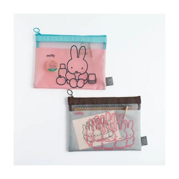 【168JAPAN】日本代購 miffy 資料袋 網狀拉鍊袋 A5 網眼袋 隔層 拉鍊 化妝包 收納袋 筆袋 萬用收納-細節圖2