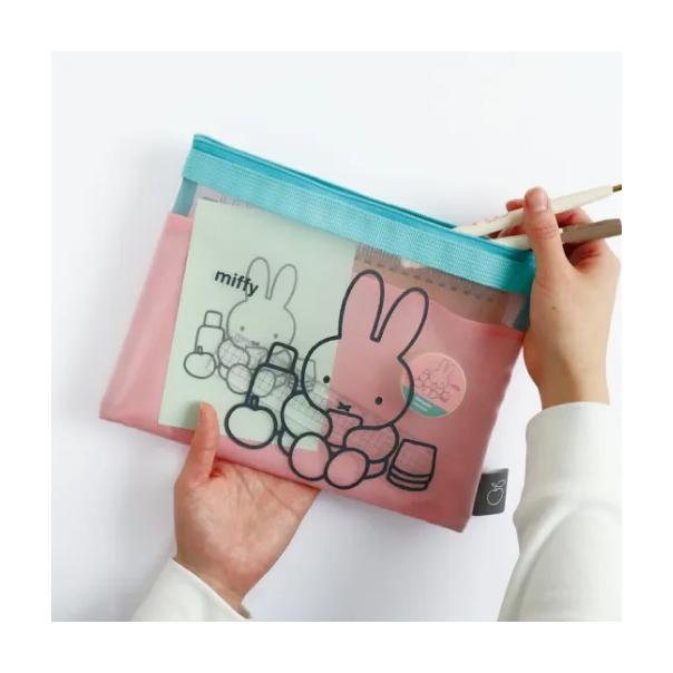 【168JAPAN】日本代購 miffy 資料袋 網狀拉鍊袋 A5 網眼袋 隔層 拉鍊 化妝包 收納袋 筆袋 萬用收納-細節圖6
