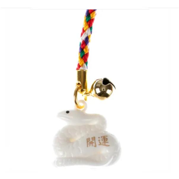【168JAPAN】日本製 2025年 蛇年 乙巳年 蛇年吊飾 招財 開運  乳白 琉璃 御守 吊飾-細節圖4