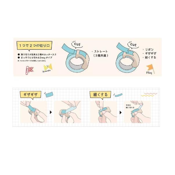 【168J】日本代購 Kutsuwa Ribbonbon x mizutama 紙膠帶切割器15mm 紙膠帶切割 裝飾-細節圖3