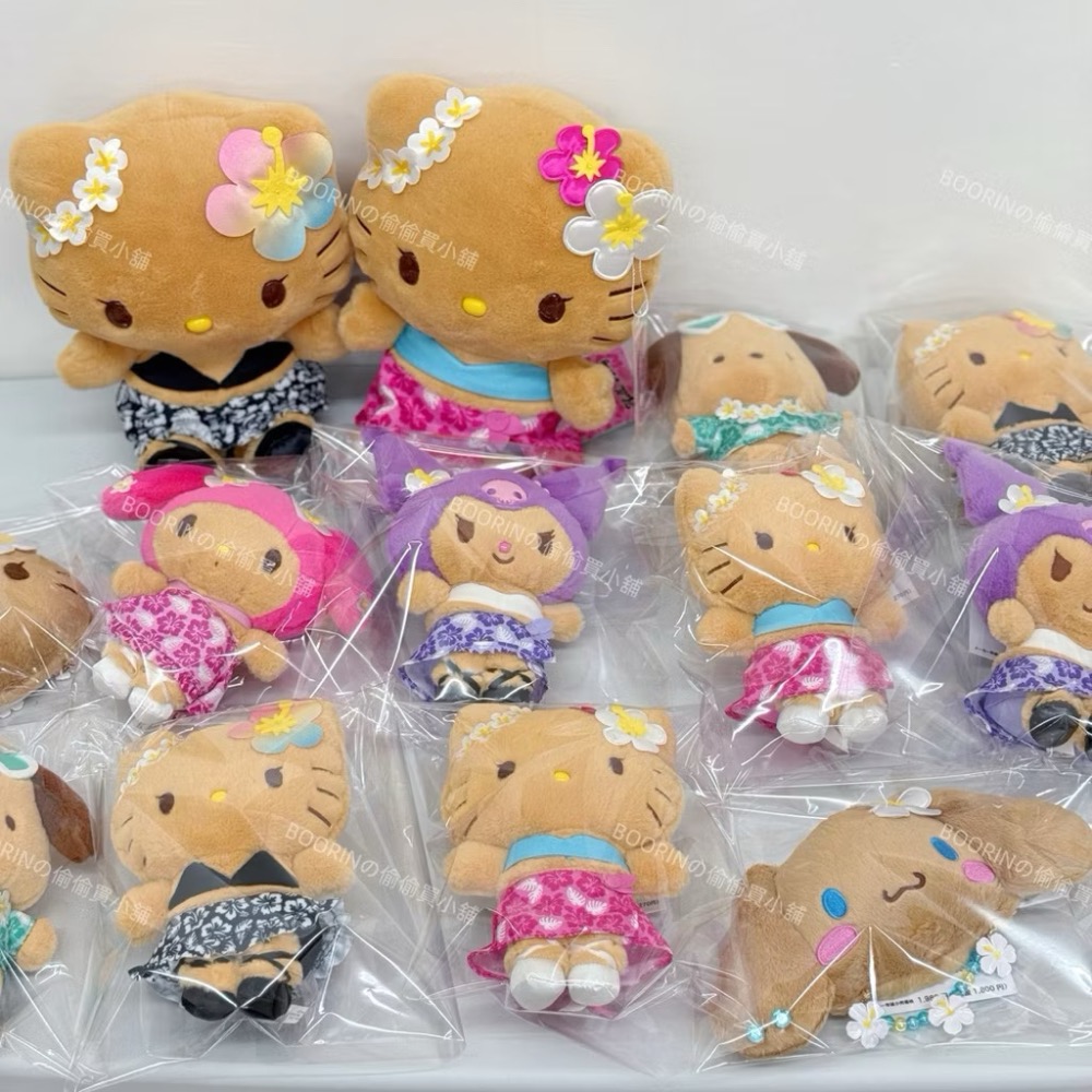 隔日到貨｜BOORINの偷買｜日8/6新品 三麗鷗曬黑日燒KITTY 曬黑 庫洛米 美樂蒂 帕恰狗 大耳狗娃娃吊飾-細節圖4