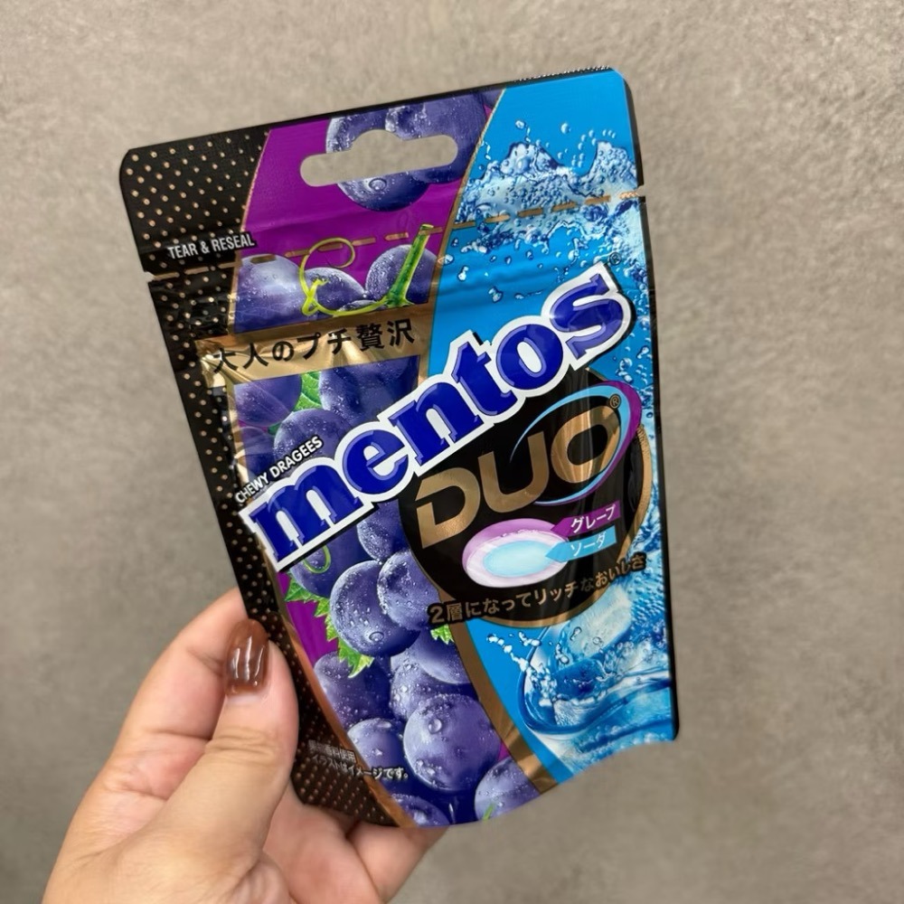 現貨｜BOORINの偷買｜日本 mentos Duo 雙層葡萄蘇打軟糖 45g 曼陀珠 雙層軟糖 日本曼陀珠-規格圖7