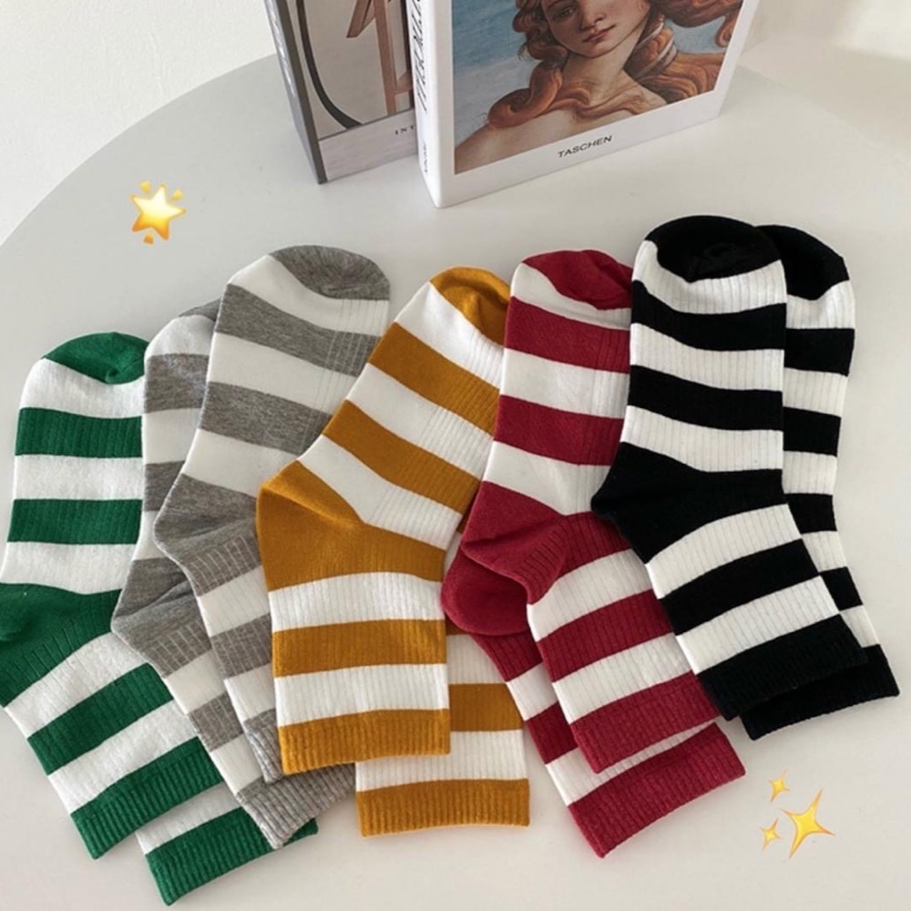 🔥24h出貨🔥 條紋襪 拼色 撞色 女中筒襪 女襪 女長襪 棉襪 學院風 文青風 創意 百搭 運動襪 潮流襪-細節圖2