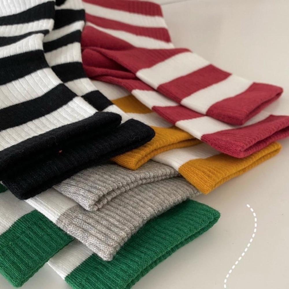 🔥24h出貨🔥 條紋襪 拼色 撞色 女中筒襪 女襪 女長襪 棉襪 學院風 文青風 創意 百搭 運動襪 潮流襪-細節圖6