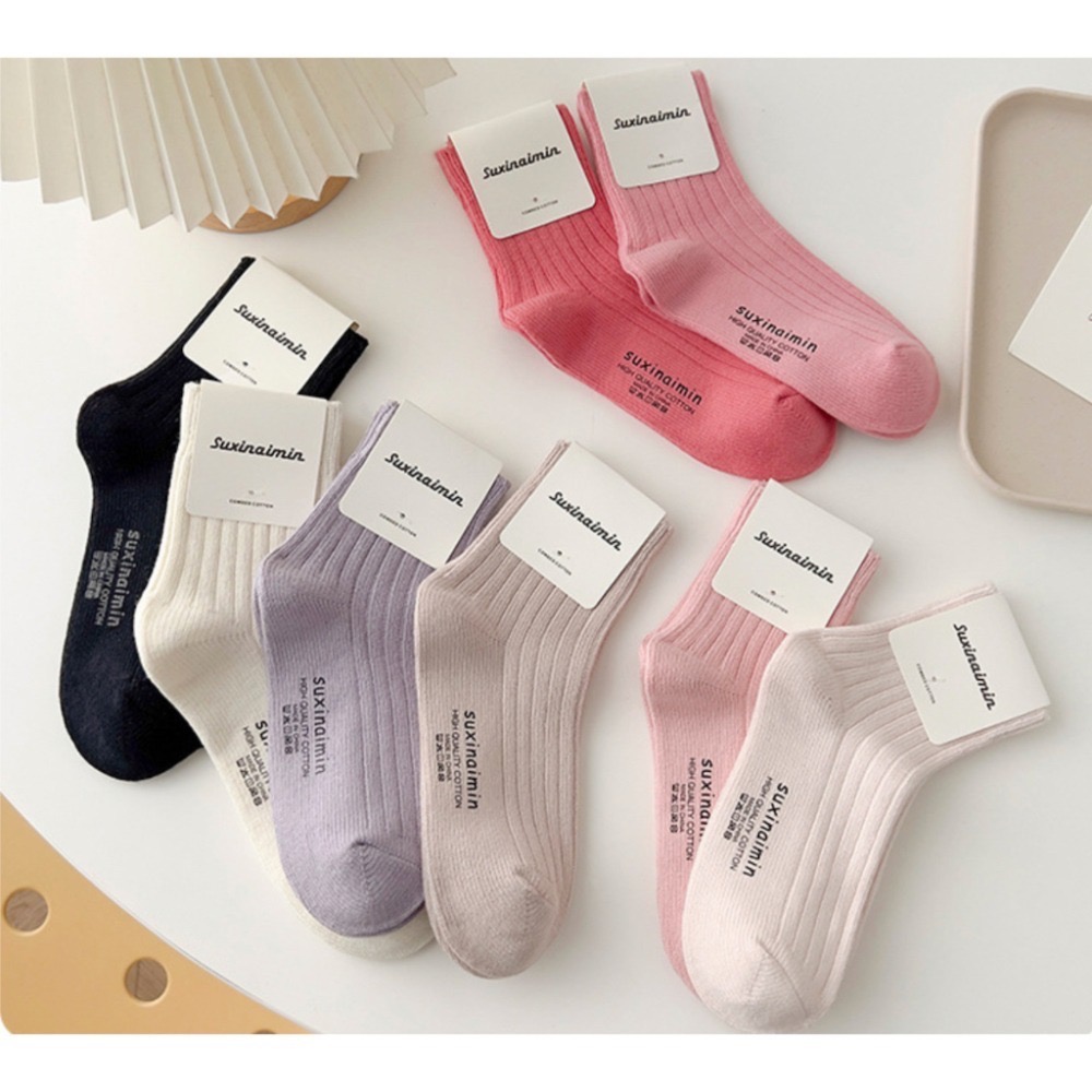 🔥24h出貨🔥 粉色 女中筒襪 女襪 莫蘭迪色 短襪 棉襪 中筒襪 素色襪 潮流百搭 襪子 學生襪 文青 百搭-細節圖7