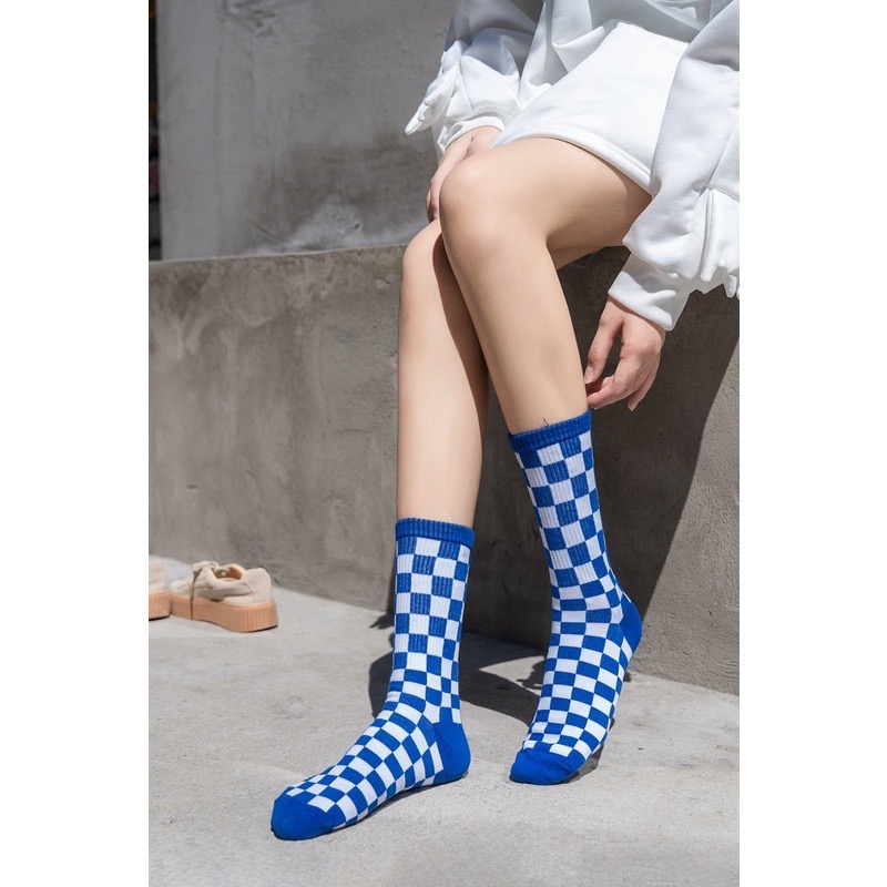 🔥24h出貨🔥棋盤格 女中筒襪 女襪 女長襪 文青風 襪子 格紋襪 棉襪 潮流 嘻哈街頭 學生襪 襪子女-細節圖3