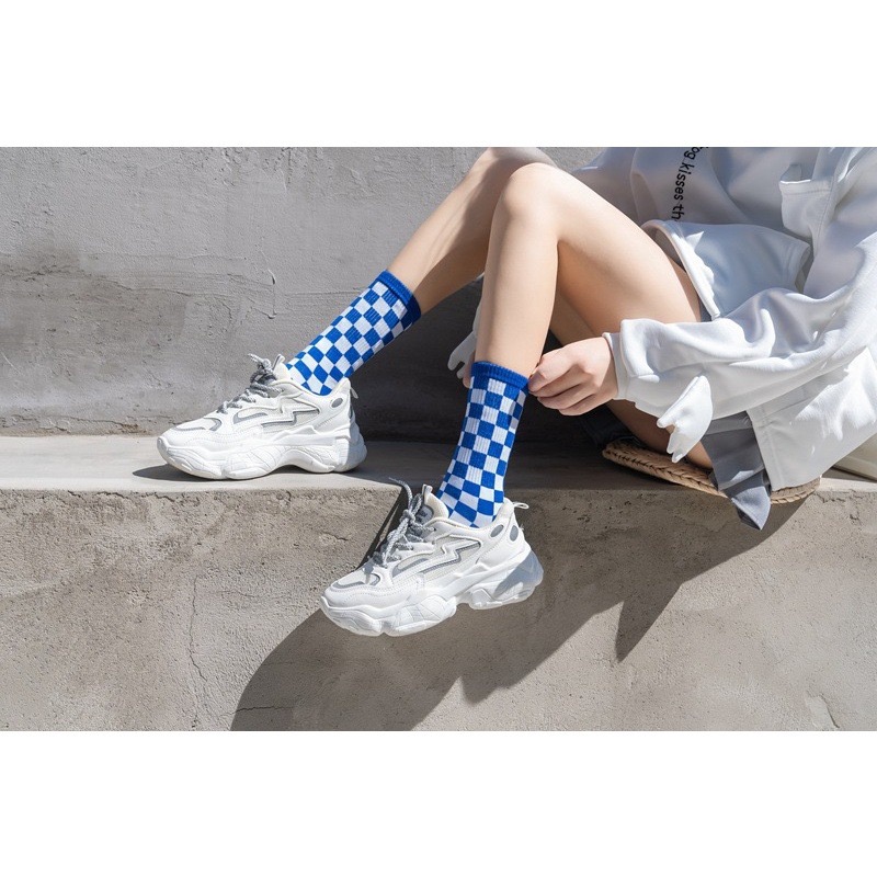 🔥24h出貨🔥棋盤格 女中筒襪 女襪 女長襪 文青風 襪子 格紋襪 棉襪 潮流 嘻哈街頭 學生襪 襪子女-細節圖7