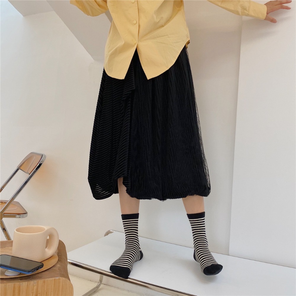 🔥24h出貨🔥條紋襪 女中筒襪 文青 百搭 女襪 棉襪 學生襪 舒適 好穿 中筒襪 極簡風 女棉襪 潮流襪-細節圖7