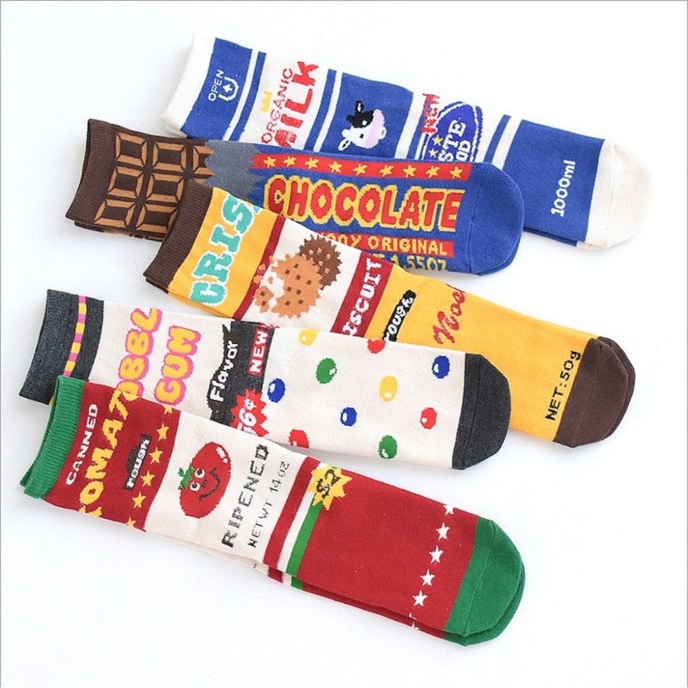 🔥24h出貨🔥 女中筒襪 女襪 女長襪 創意 襪子 卡通 牛奶 巧克力 中筒襪 韓風 潮流襪 可愛襪 學生襪-細節圖2