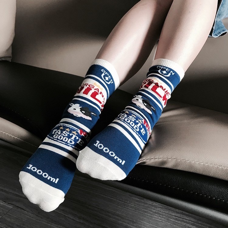 🔥24h出貨🔥 女中筒襪 女襪 女長襪 創意 襪子 卡通 牛奶 巧克力 中筒襪 韓風 潮流襪 可愛襪 學生襪-細節圖8