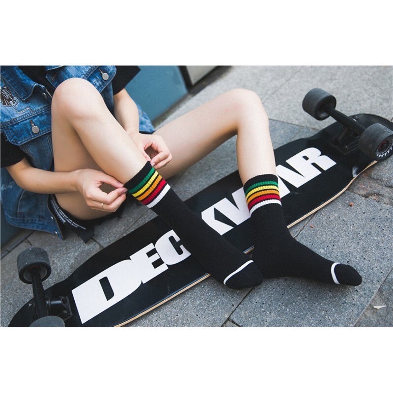 🔥24h出貨🔥 條紋襪 女中筒襪 中筒襪 棉襪 女長襪 女襪 襪子 素色襪 素襪 運動襪 潮流 學生襪 文青-細節圖3